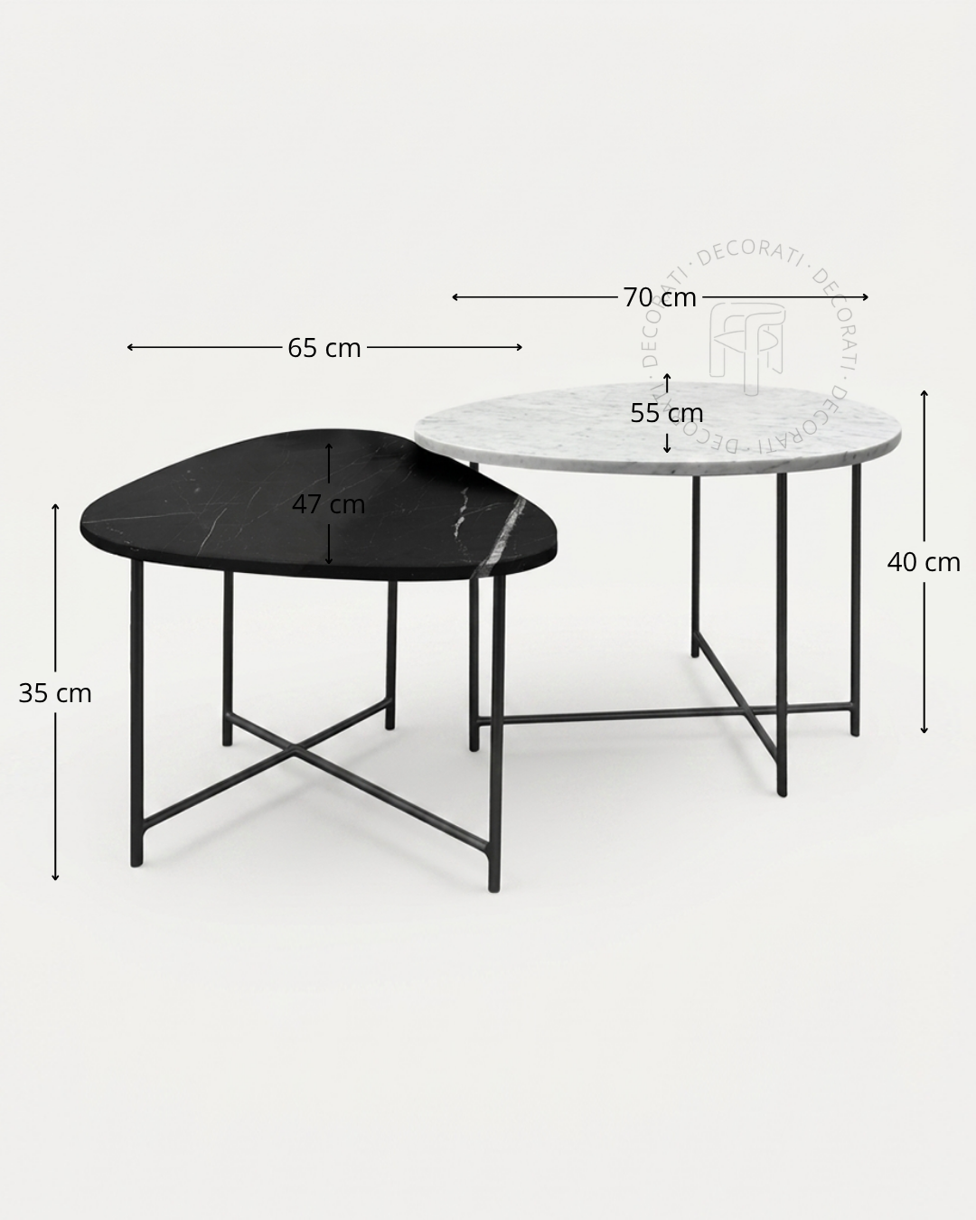Mesa de Centro Organic de Mármol Blanco y Negro Black