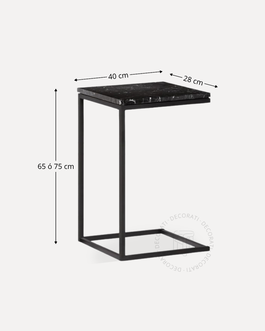 Mesa Auxiliar Mile de Mármol Negro All Black