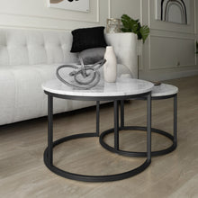 Cargar imagen en el visor de la galería, Mesa de Centro tipo Nido de Mármol Blanco Black