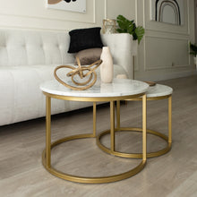 Cargar imagen en el visor de la galería, Mesa de Centro tipo Nido de Mármol Blanco Gold