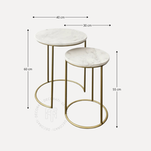 Cargar imagen en el visor de la galería, Mesa Lateral Alexa de Mármol Blanco Gold