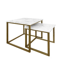 Cargar imagen en el visor de la galería, Mesa Lateral Demeter de Mármol Blanco Gold
