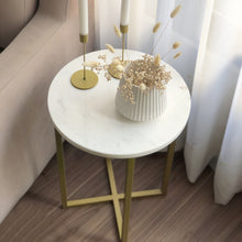 Cargar imagen en el visor de la galería, Mesa Lateral Toronto de Mármol Blanco Gold