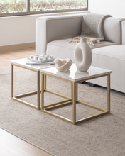 Cargar imagen en el visor de la galería, Mesa de Centro Duo Ares de Mármol Blanco Gold