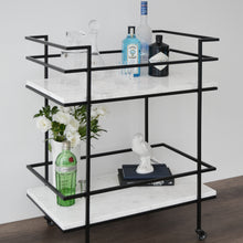 Cargar imagen en el visor de la galería, Carrito Bar Gin de Mármol Blanco Black