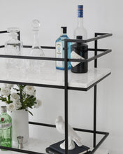 Cargar imagen en el visor de la galería, Carrito Bar Gin de Mármol Blanco Black