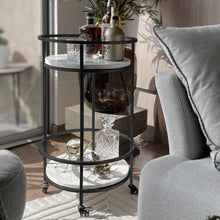 Cargar imagen en el visor de la galería, Carrito Bar Locky de Mármol Blanco Black