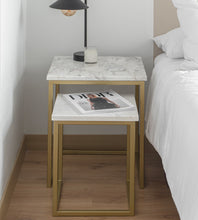 Cargar imagen en el visor de la galería, Mesa Lateral Demeter de Mármol Blanco Gold