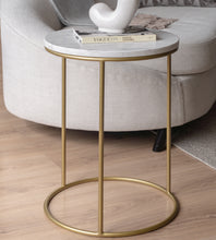 Cargar imagen en el visor de la galería, Mesa Lateral Hera de Mármol Blanco Gold