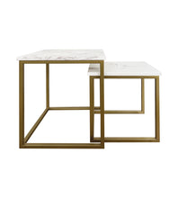 Cargar imagen en el visor de la galería, Mesa Lateral Demeter de Mármol Blanco Gold