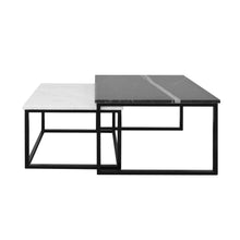 Cargar imagen en el visor de la galería, Mesa de Centro de Mármol Blanco y Negro 2pz