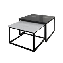Cargar imagen en el visor de la galería, Mesa de Centro de Mármol Blanco y Negro 2pz