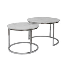 Cargar imagen en el visor de la galería, Mesa de Centro tipo Nido de Mármol Blanco Acero Inoxidable