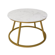 Cargar imagen en el visor de la galería, Mesa de Centro Dos Aros de Mármol Blanco Gold
