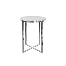 Cargar imagen en el visor de la galería, Mesa Lateral Toronto de de Mármol Blanco Acero Inoxidable