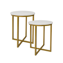 Cargar imagen en el visor de la galería, Mesa Lateral Toronto de Mármol Blanco Gold