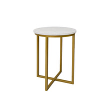 Cargar imagen en el visor de la galería, Mesa Lateral Toronto de Mármol Blanco Gold