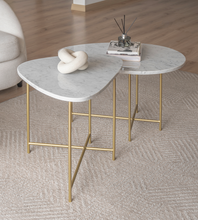 Cargar imagen en el visor de la galería, Mesa de Centro Organic de Mármol Blanco Gold