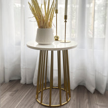 Cargar imagen en el visor de la galería, Mesa Latera Carrera de Mármol Blanco Gold