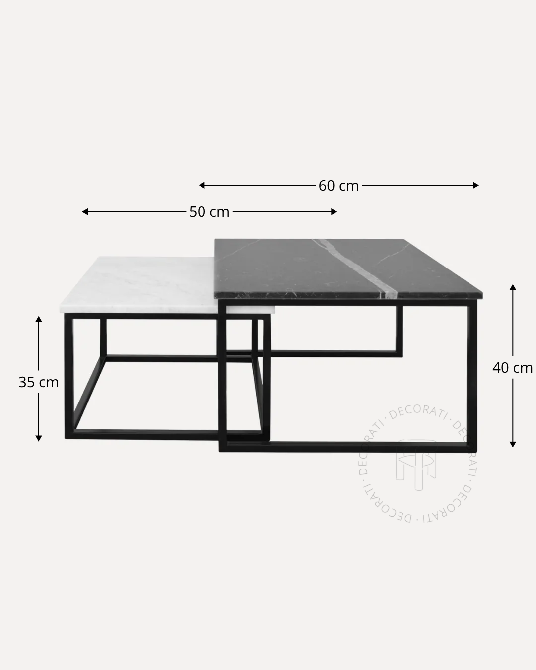 Mesa de Centro de Mármol Blanco y Negro 2pz