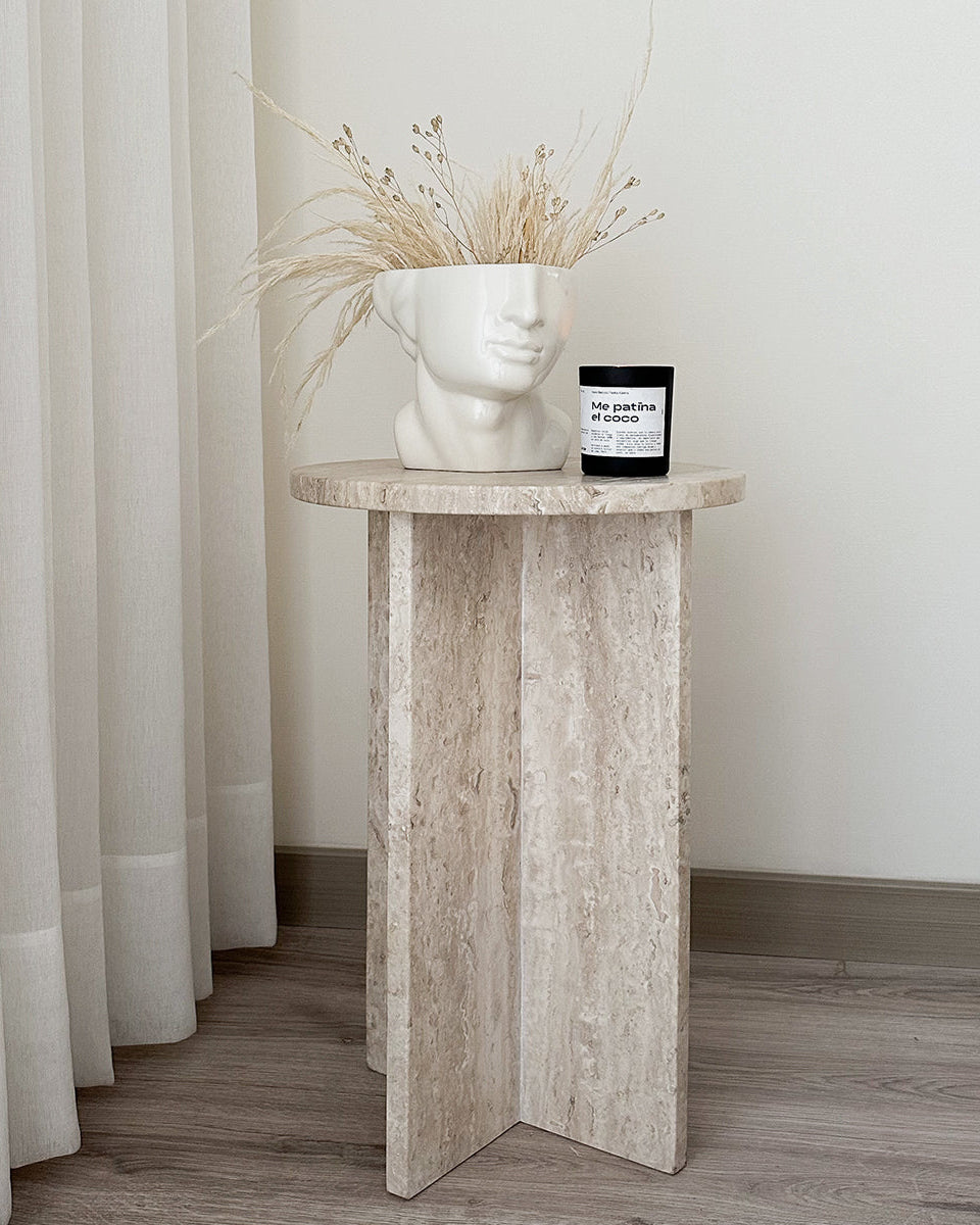 Mesa Lateral Pirita de Mármol Beige