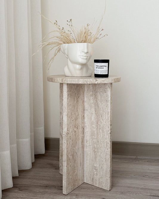 Mesa Lateral Pirita de Mármol Beige