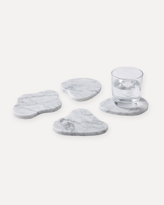 4Pack de Posavasos Organic de Mármol Blanco