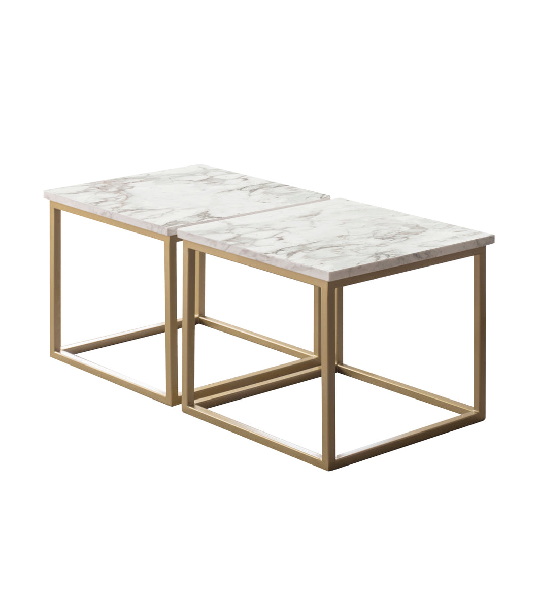 Mesa de Centro Duo Ares de Mármol Blanco Gold