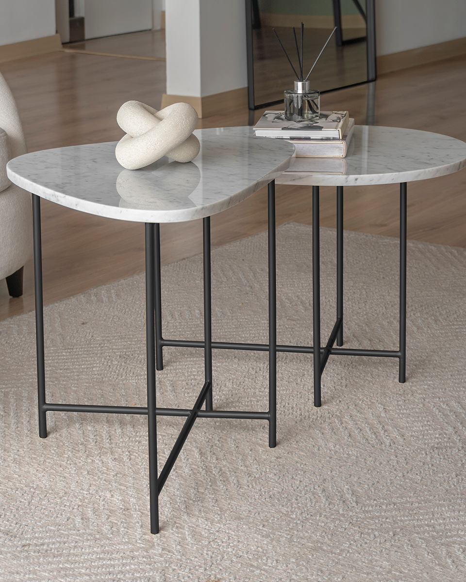 Mesa de Centro Organic de Mármol Blanco